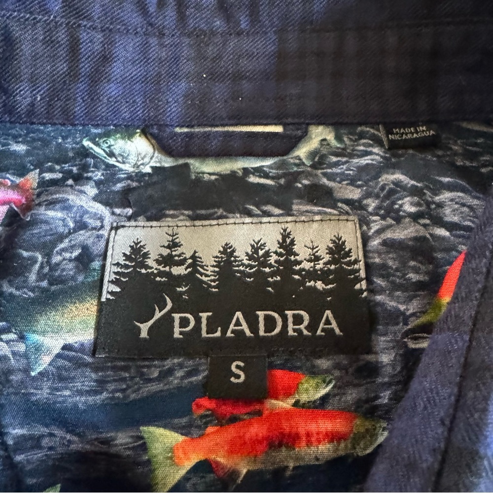 Pladra Every Day Flannel Shirt Anadromous Blue fishing button front plaid small - Picture 3 of 12